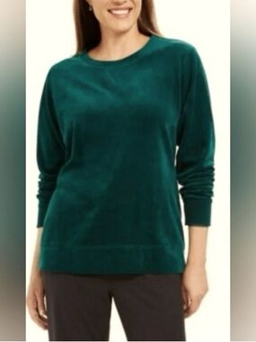 Karen Scott Teal Velvet Crewneck Sweater